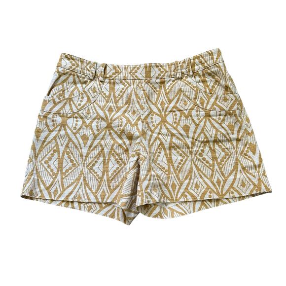 Elevenses Anthropologie cream & yellow print shorts size 4 - Picture 1 of 11
